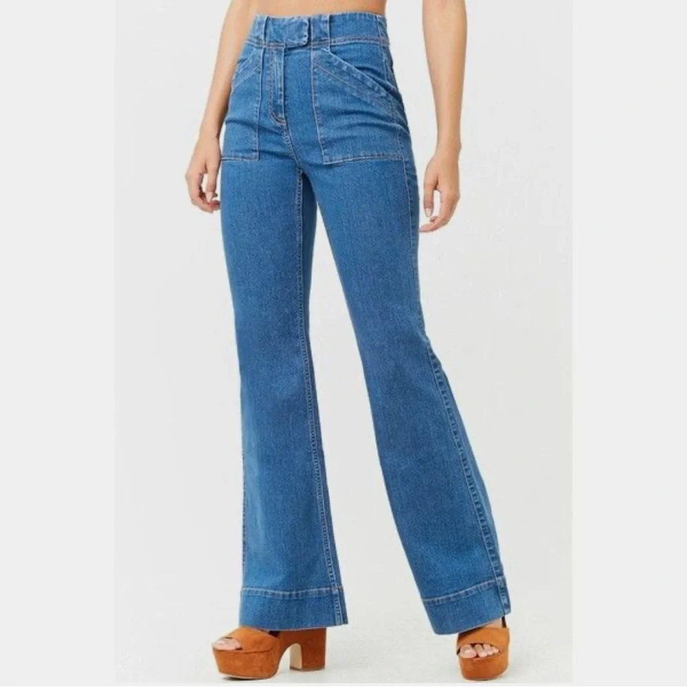 Forever 21 Blue Flare Jeans 70’s Bell-bottom High-Rise Denim Jeans